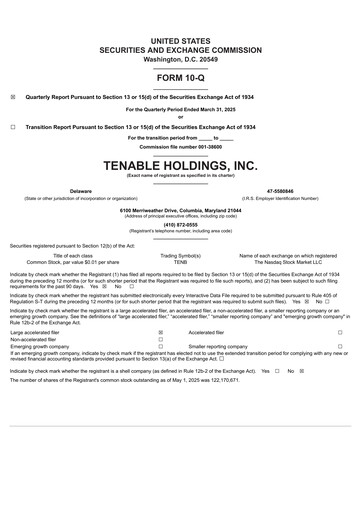 Thumbnail Tenable Quarterly Report 2025-q1