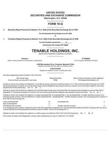 Thumbnail Tenable Quarterly Report 2026-q2