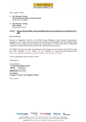 Vorschaubild Info Edge ESG-Bericht 2024