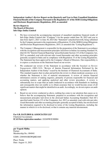 Vorschaubild Info Edge Quartalsbericht 2023-q1