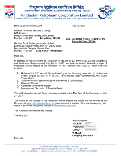 Thumbnail Hindustan Petroleum
 Annual Report 2023-2024