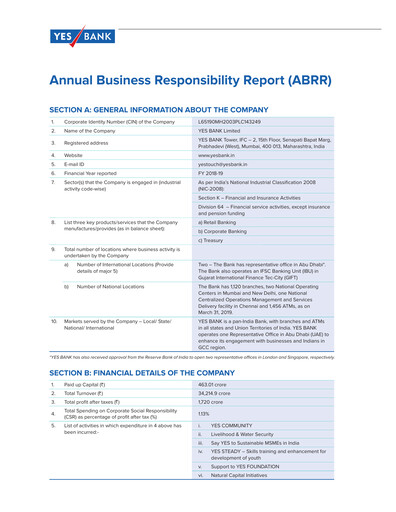 Thumbnail Yes Bank
 ESG Report 2018-2019