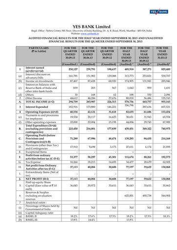 Thumbnail Yes Bank
 Quarterly Report 2013-q2