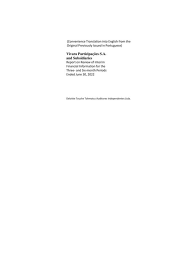 Thumbnail Vivara Quarterly Report 2022-q2