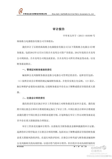 Thumbnail Gree Electric Appliances
 Financial Statement 2012