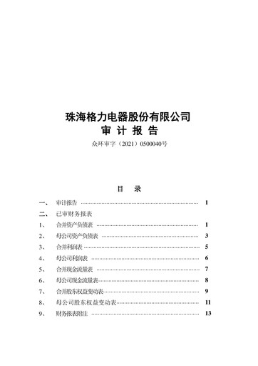 Thumbnail Gree Electric Appliances
 Financial Statement 2020