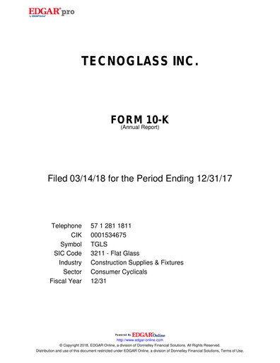 Thumbnail Tecnoglass Annual Report 2017
