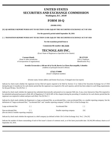 Thumbnail Tecnoglass Quarterly Report 2016-q3