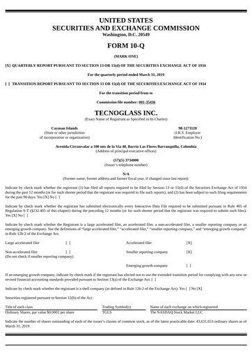 Thumbnail Tecnoglass Quarterly Report 2019-q1