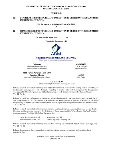 Vorschaubild Archer Daniels Midland (ADM)
 Quartalsbericht 2013-q1