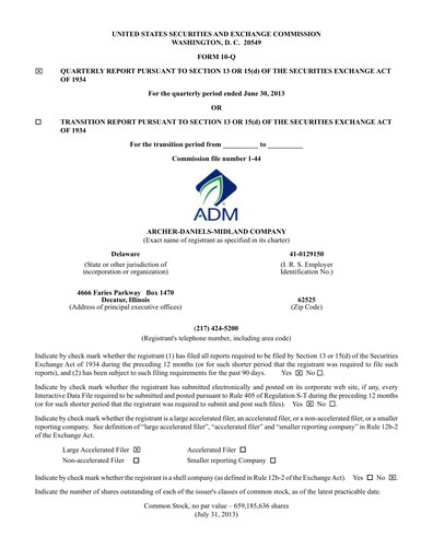 Vorschaubild Archer Daniels Midland (ADM)
 Quartalsbericht 2013-q2