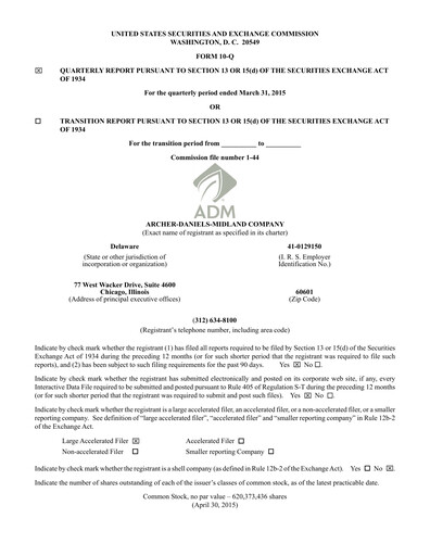 Vorschaubild Archer Daniels Midland (ADM)
 Quartalsbericht 2015-q1