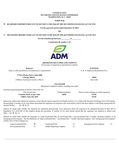 Vorschaubild Archer Daniels Midland (ADM)
 Quartalsbericht 2022-q3