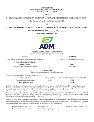 Vorschaubild Archer Daniels Midland (ADM)
 Quartalsbericht 2023-q3