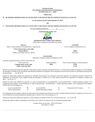 Vorschaubild Archer Daniels Midland (ADM)
 Quartalsbericht 2024-q3