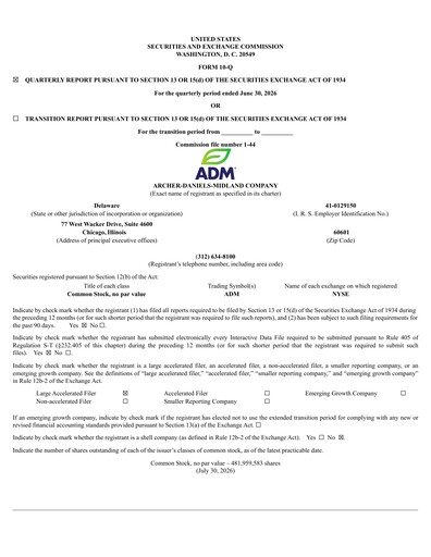 Vorschaubild Archer Daniels Midland (ADM)
 Quartalsbericht 2026-q2