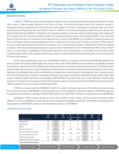 Thumbnail PTT Exploration and Production Quarterly Report 2017-q3