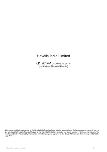 Thumbnail Havells India Quarterly Report 2014-q1