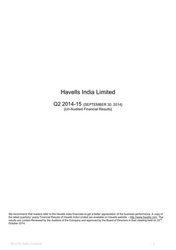 Thumbnail Havells India Quarterly Report 2014-q2