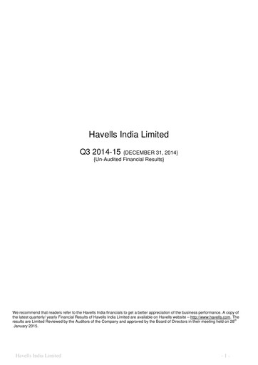 Thumbnail Havells India Quarterly Report 2014-q3