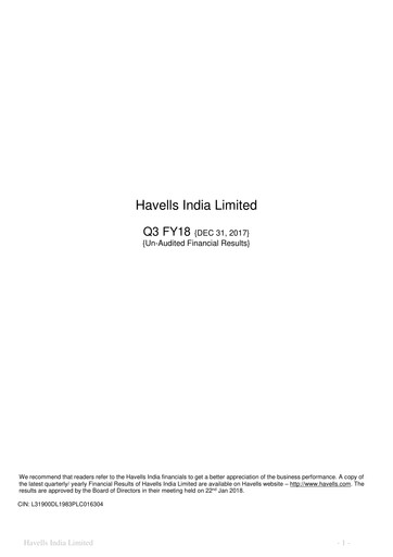 Thumbnail Havells India Quarterly Report 2017-q3