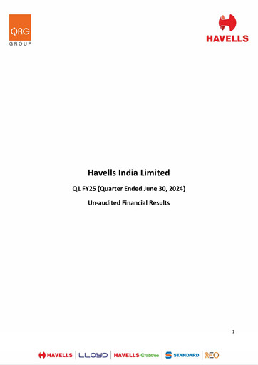 Thumbnail Havells India Quarterly Report 2024-q1
