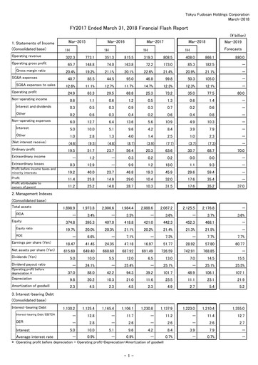 Thumbnail Tokyu Fudosan Holdings Financial Statement fy2017