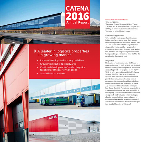 Thumbnail Catena AB Annual Report 2016