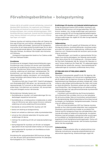 Thumbnail Catena AB Annual Report 2011