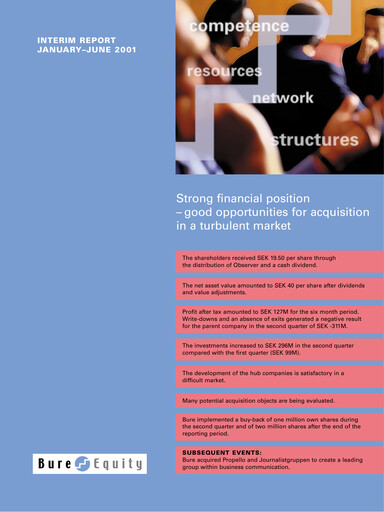 Thumbnail Bure Equity AB Half-year Report 2001-h1