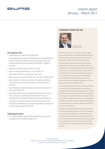 Thumbnail Bure Equity AB Quarterly Report 2011-q1