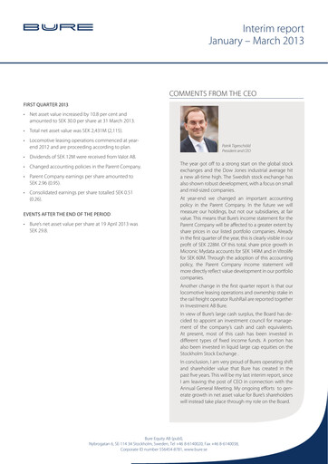 Thumbnail Bure Equity AB Quarterly Report 2013-q1