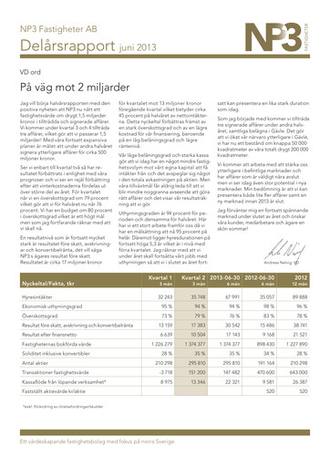 Thumbnail NP3 Fastigheter AB Quarterly Report 2013-q2