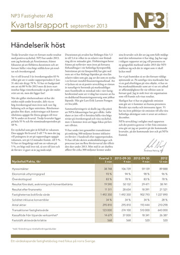 Thumbnail NP3 Fastigheter AB Quarterly Report 2013-q3