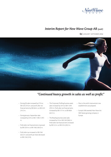 Thumbnail New Wave Group Quarterly Report 2004-q3