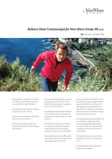 Thumbnail New Wave Group Quarterly Report 2004-q4