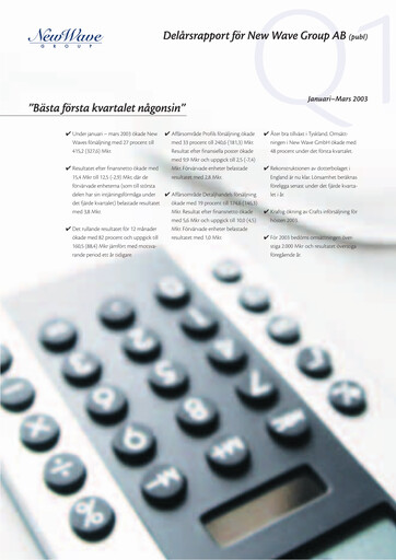 Thumbnail New Wave Group Quarterly Report 2003-q1