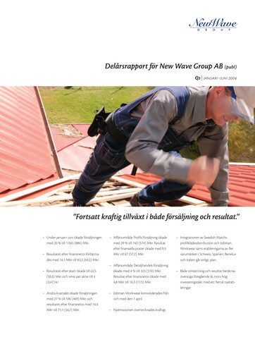 Thumbnail New Wave Group Quarterly Report 2004-q2