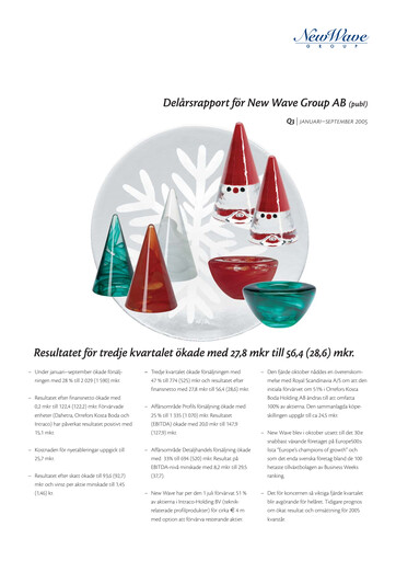 Thumbnail New Wave Group Quarterly Report 2005-q3