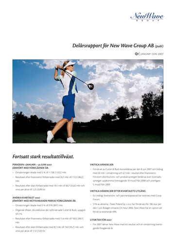 Thumbnail New Wave Group Quarterly Report 2007-q2