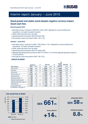 Thumbnail Bufab AB Half-year Report 2015-h1
