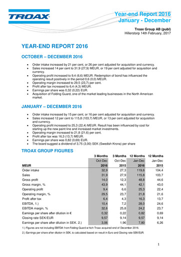 Thumbnail Troax Group AB Financial Report 2016