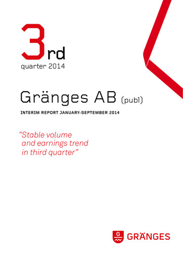 Thumbnail Gränges Quarterly Report 2014-q3