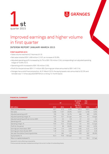 Thumbnail Gränges Quarterly Report 2015-q1