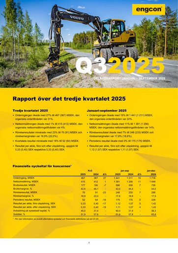 Miniature engcon AB Rapport trimestriel 2025-q3