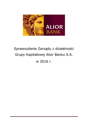 Vorschaubild Alior Bank S.A. Jahresbericht 2016