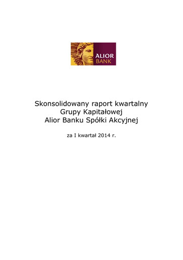 Thumbnail Alior Bank S.A. Quarterly Report 2014-q1