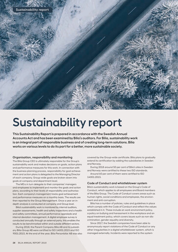Thumbnail Bilia AB Sustainability Report 2018