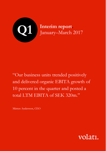 Miniature Volati AB Rapport trimestriel 2017-q1