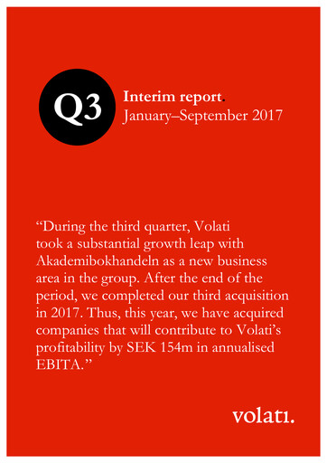 Miniature Volati AB Rapport trimestriel 2017-q3